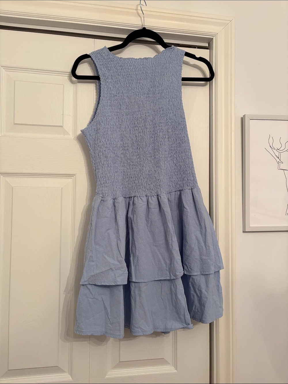 Light Blue Tiered Sundress Smocked Bodice